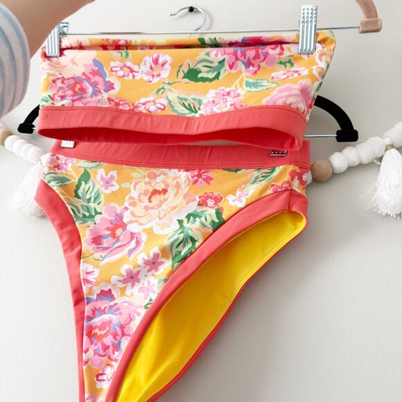 NEW Lovers and Friends Little Me Bikini Swim Set Tangerine Floral Size Small - Picture 7 of 7